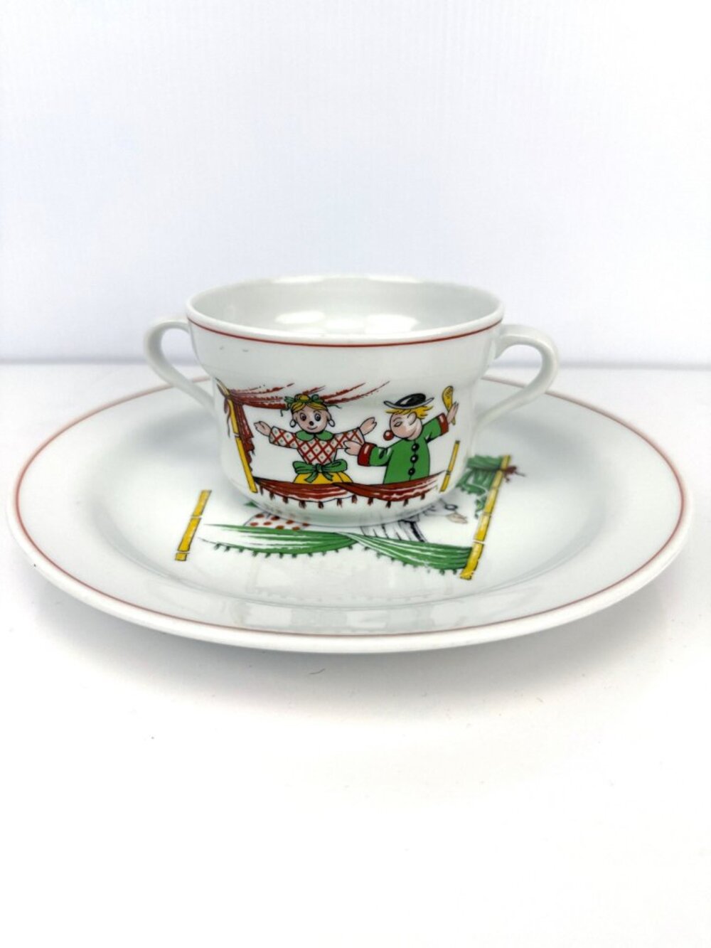 RICHARD GINORI Italy VTG Porcelain 2-Piece Child's Breakfast Hand Painted‎ Set